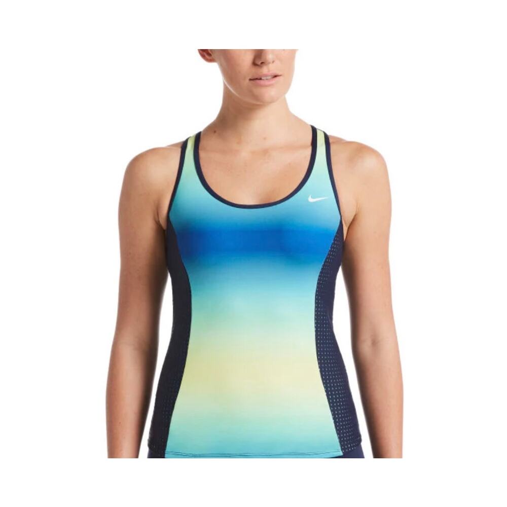 Nike Spectrum Keyhole Back workout Swimsuit Tankini Top tank shirt sz Large